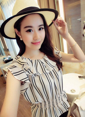 

Stylish Hot New Fashion Lady Women Short Sleeve Slash Neck Top Blouse