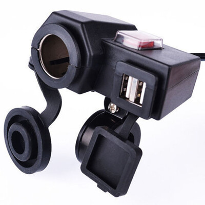 

Dual USB Power Port Motorcycle Waterproof Lighter Charger Bracket For Honda