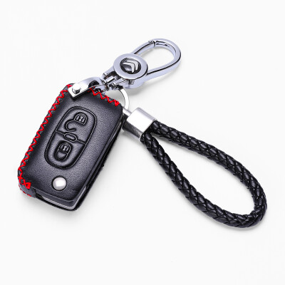 

KING ETING Citroen Key Case Leather Key Case 07 08 09 10 11 12 Years C4 Sega Old Special Keychain D Style Warm Red