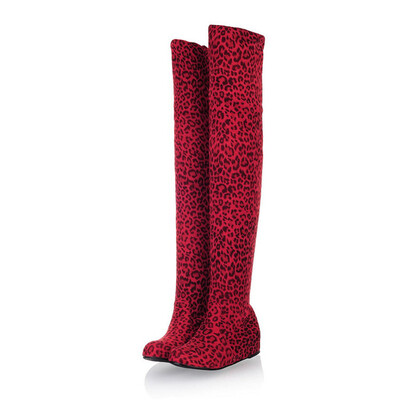 

IDIFU Womens Comfy Elastic Faux Suede Plain Round Toe Heighten Inside Slip on Over the Knee Boots Long