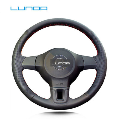 

LUNDA Artificial Leather Car Steering Wheel Cover for Volkswagen Mk6 Golf 6 VW Polo MK5 2010-2013 Black special Hand-stitched