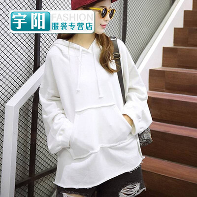 

Spring&autumn fat mm thin section loose large size bf wind personality hooded hoodie hooded female Korean version of the tide