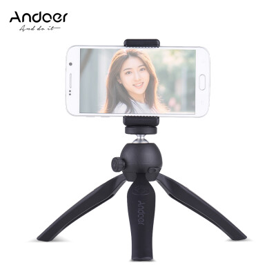 

Andoer K7 Mini Tabletop Tripod 2-Level Adjustable Working Heights 14" Screw Mount with Adjustable Phone Holder for DSLR Camera Mo