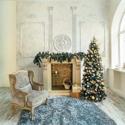 

Xmas Chair Photo Backdrop 57FT Vinyl Fabric Cloth Digital Printing Photo Background st-595