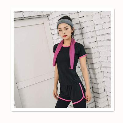 

New fitness clothes sports suit women Thin&quick-drying running clothes yoga clothes short-sleeved shorts two-piece