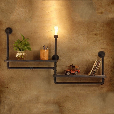 

Baycheer HL409298 51 Wide Double Layer Bookshelf LED Wall Lamp with Wood Accents