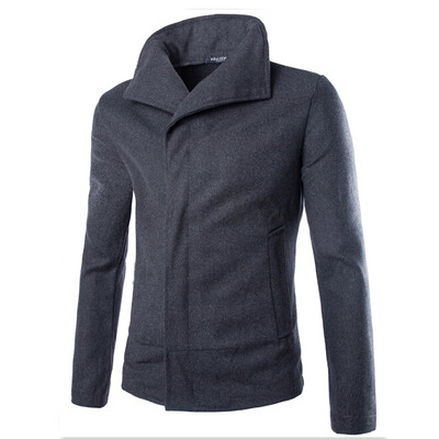 

Zogaa Simple Pure Color Slim Short Men's Wool Coat