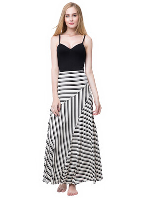 

Vivid Stripes V Neck Black Slip Dress
