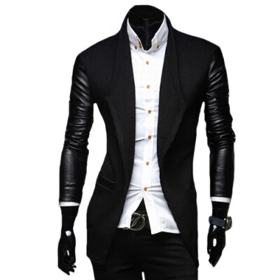 

CT&HF Men Faux Jacket Casual Men PU Coat Winter Outerwear For Men