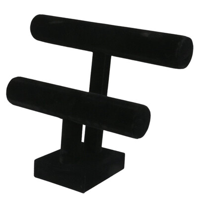 

UpperX 2-Tier Bangle Bracelet Display Holder T-Bar Stand Black