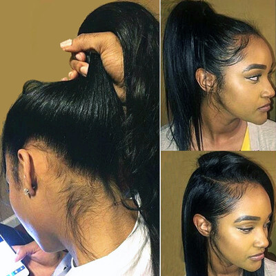 

9A Full Lace Human Hair Wigs Ponytail Straight Brazilian Virgin Hair Wigs with Baby Hair 130 Density Lace Wigs for Women16-20"