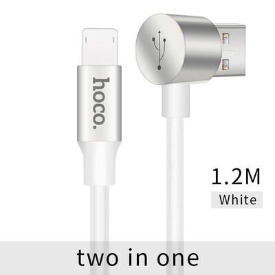

HOCO 2in1 for Lightning Micro USB to USB 90 Degrees Charging Data Cable Charger Wire Data Transfer Sync for Apple iPhone Samsung