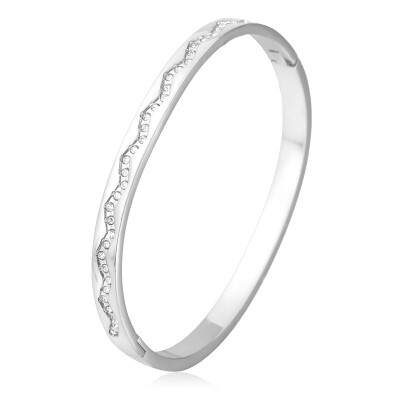 

Summer Style Platinum Bangles For Women Jewelry New Fashion Platinum Plated Round Rhinestone Bracelet Bangle Wholesale