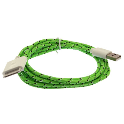 

Green For iPhone 4 4S Braided Woven 2m USB Data Line Charger Sync Cable Adapter