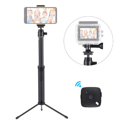 

LDX-809 Suit Portable Telescopic Aluminum Alloy Selfie Stick with Phone Remote Controller Phone Holder Action Camera Connector Min
