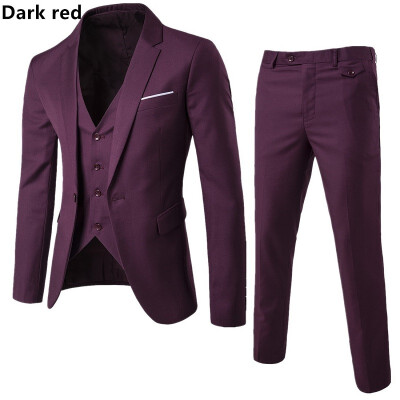

AOWOFS New European Slim Business Casual Suits three-piece Sports Coat Vest Suit Pant Groom Groomsmen wedding one button suits S-6XL