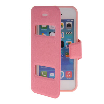 

MOONCASE View Window Leather Side Flip Pouch Stand Shell Back ЧЕХОЛ ДЛЯ Apple iPhone 5C Pink