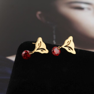 

Women's Gold Plated Fox Shape Ear Studs Drop Zircon Girl's Fashion Earrings