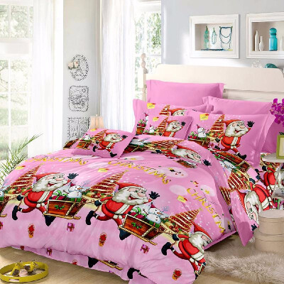 

Christmas Santa Bedding Set Polyester 3D Printed Duvet Cover 2pcs Pillowcases Bed Sheet Set Christmas Bedroom Decorations--Kin