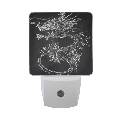 

ALAZA LED Night Light With Smart Dusk To Dawn SensorBlue And Red Fire Dragon Plug In Night Light