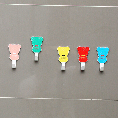 

Ou Runzhe hook paste cute Cubs stick bathroom supplies kitchen storage stick hooks coat hooks 5 colors 5 Pack