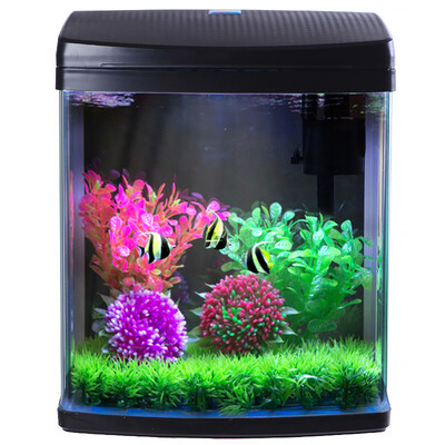 

Fish treasure small mini gold fish tank free water high-definition glass eco-creative LED lights aquarium aquarium BXA-30 black
