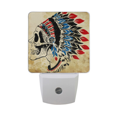 

ALAZA LED Night Light With Smart Dusk To Dawn SensorIndian Skull With Yellow Background Plug In Night Light