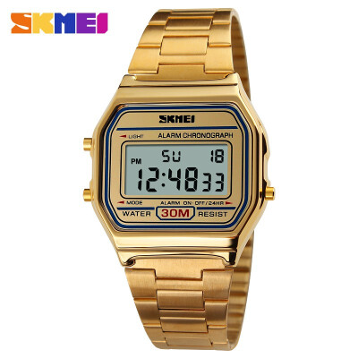 

SKMEI Mens Fashionable Casual LED Watch Man Digital Wrist Watch Stainless Steel 30 m Waterproof Men Watch masculino Relojes 1123