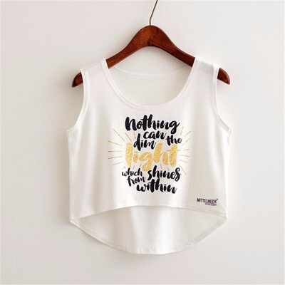 

Women Crop Top Sleeveless Print Summer Casual Top Women Short t-shirt Vest Tank Tops