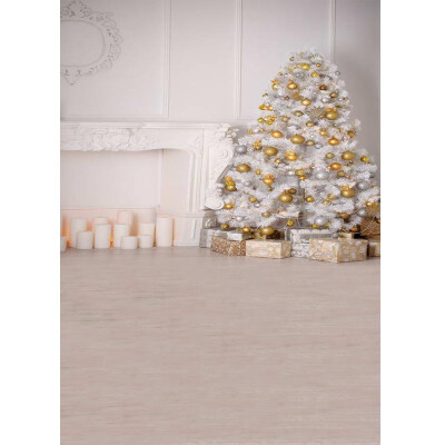 

Golden Xmas Tree Photo Backdrop 57FT Vinyl Fabric Cloth Digital Printing Photo Background st-578