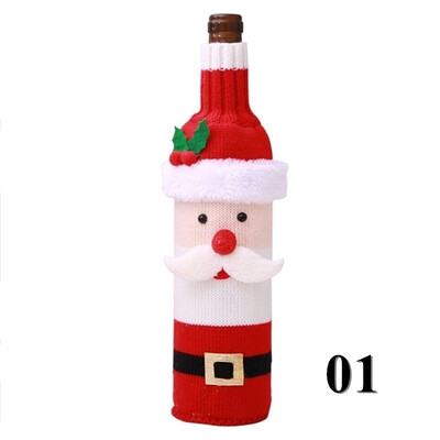 

2018 Merry Christmas New Style Santa Claus Snowman Wine Beer Bottle Knitted Bag Cover Jacket Champagne Bottle Case