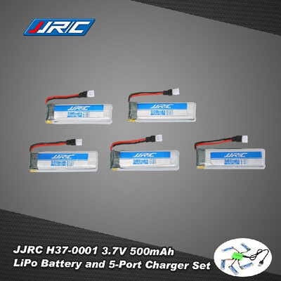 

5Pcs Original JJRC H37-0001 37V 500mAh 20C LiPo Battery And 5-Port Charger Set for JJRC H37 GoolRC T37 E50 Selfie Drone RC Quad