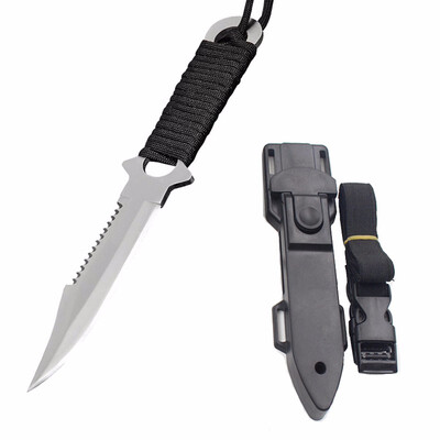 

CHACHEKA American Paratrooper Rescue Knife Leg Wrapping Tie Waist Knives Fixed Blade Hunting Straight Knife ABS Sheath