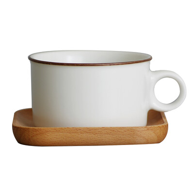 

Jingdong Supermarket Gui Bao Mug Cup coffee time series of creative simple coffee cups couple cups office milk cups - Mocha with wood discs