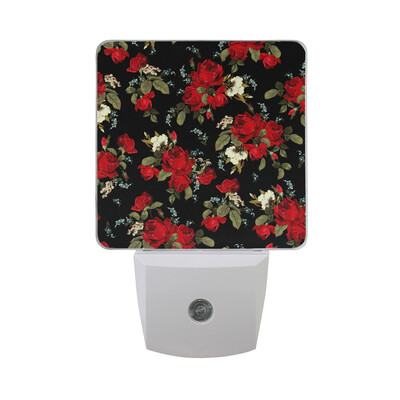 

ALAZA LED Night Light With Smart Dusk To Dawn SensorRoses Penoies Lilies Floral Plug In Night Light