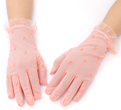 

Summer lace slim short sunscreen sports gloves female all refers to anti UV outdoor driving gloves