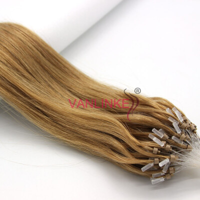 

Micro Ring Beads Easy Loop Tip Womens Human Hair Extensions Straight 100s 14-26" 27 Dark Blonde