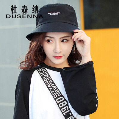 

DUSENNA hat female spring&summer sun hat female visor spring&autumn embroidery fisherman hat sun hat autumn&winter mountaineering hat double row letter basin cap black