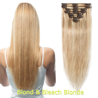 

40-60cm 8pcsset 1618202224" 100 human Hair Extensions Natural Straight Clip In Hair Extentions Soft Reusable