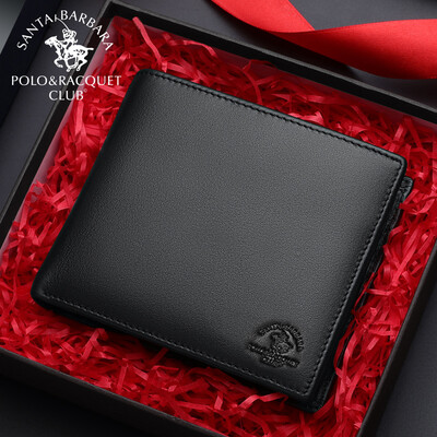 

St Pauls POLO mens wallet multi-card vertical wallet mens first layer leather business wallet short card package D70080125 black