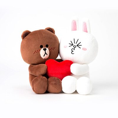 

LINE FRIENDS Brown Bear Kenny Rabbit Couple Plush Doll 20cm Plush Doll Couple Valentines Day Gift