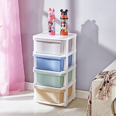 

Ai Laiya AILYA household plastic drawer storage cabinet storage box childrens toys clothing finishing lockers with wheels four layers