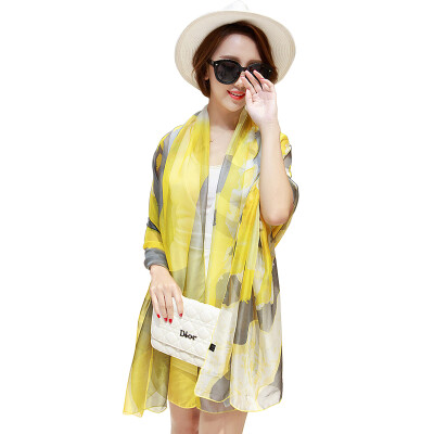 

【Jingdong Supermarket】 Meng Si Ke (MSEK) WSJ161679 Ms. scarf imitation silk large square fashion wild shawl scarf stitching scarf yellow