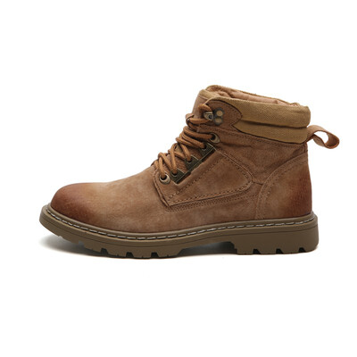 

High-top leather boots British retro matte leather Martin boots mens wild tooling desert boots high-top shoes