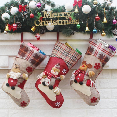 

3pcsset Christmas Hanging Stockings Santa Snowman Reindeer Gift Candy Bags Christmas Decoartions Ornaments