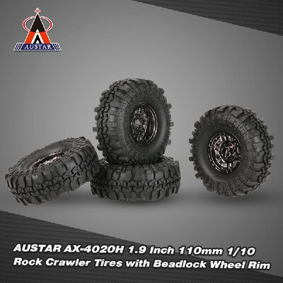 

4Pcs AUSTAR AX-4020E 19 Inch 110mm 110 Rock Crawler Tires with Beadlock Wheel Rim for D90 SCX10 AXIAL RC4WD TF2 RC Car