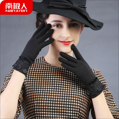 

Antarctic gloves female winter warm plus velvet fashion Korean students riding driving points thin section touch screen ladies gloves NW-260 black one yard