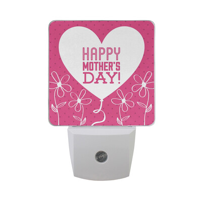 

ALAZA LED Night Light With Smart Dusk To Dawn SensorMothers Day Childish Style Hand Drawn Plug In Night Light
