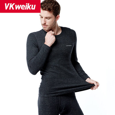 

VKWEIKU Mens thermal underwear mens thick  Slim breathable Qiuyi Qiuku Middle-aged warm suit winter clothes two-piece dark gray XXL