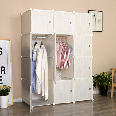 

Yun endless simple wardrobe adult storage cabinet modern combination plastic storage wardrobe closet 12 door 6 grid 2 hanging